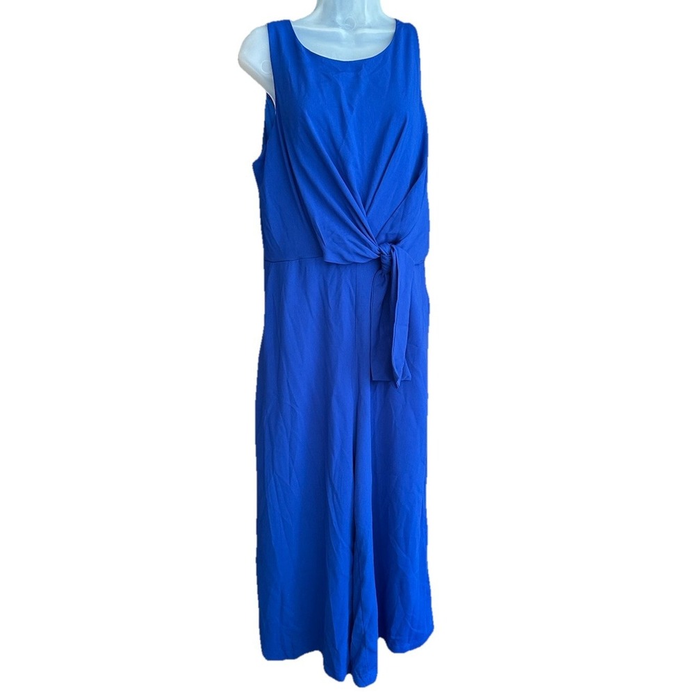 Lulu's‎ Faux Wrap Jumpsuit Size Large Blue Wide Leg Party Special Event Wedding - Picture 2 of 8